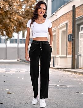 Amazon.com: Pescool Velour Pants for Women, Straight Leg Womens