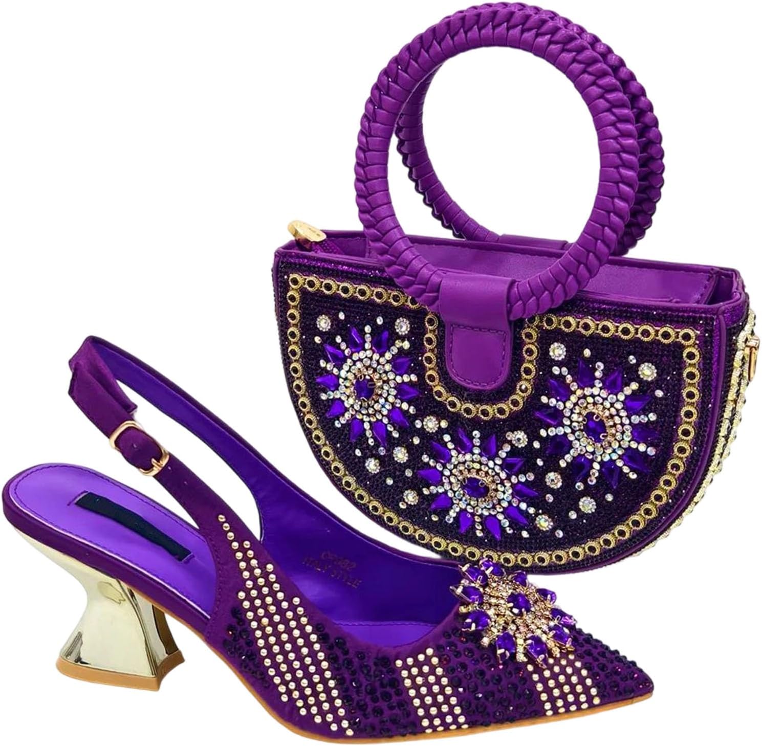 Womens pointed toe high heels and bag set Italian style