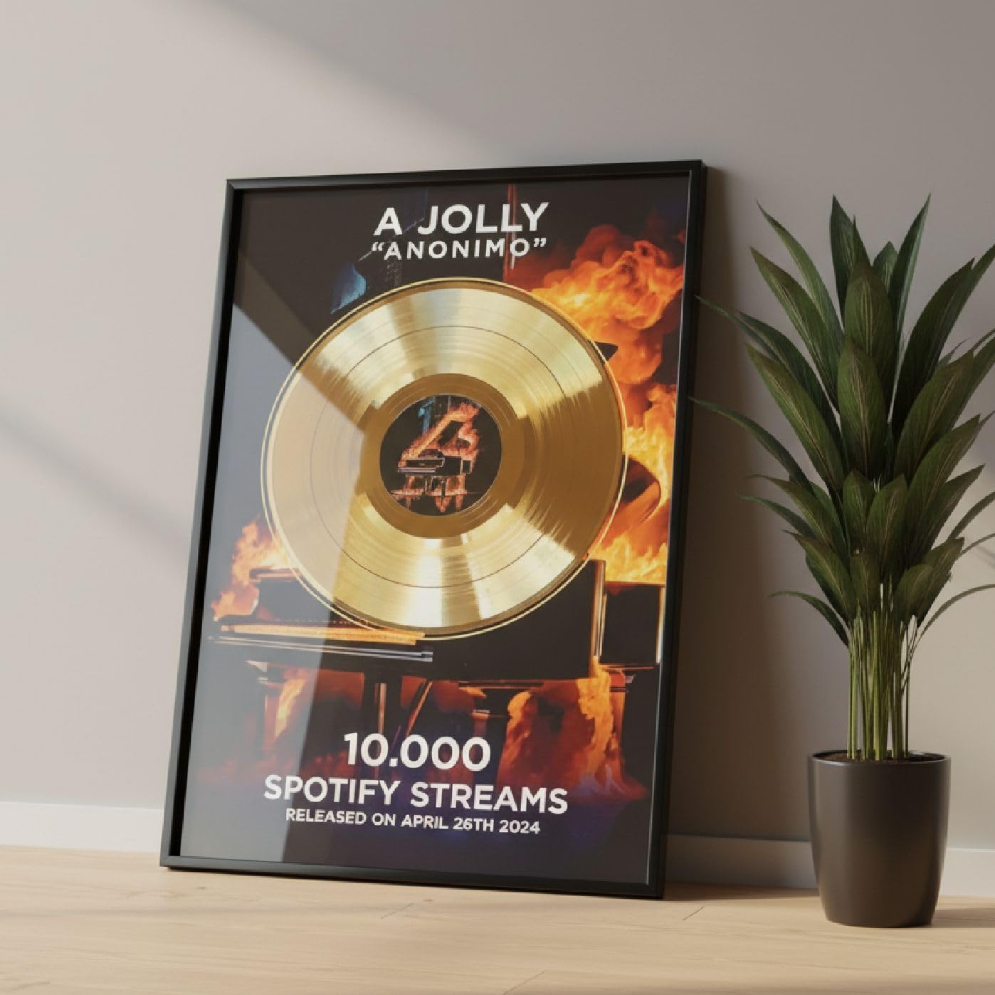 DISCO D'ORO o DI PLATINO incorniciato e personalizzabile - Premio alla carriera - Idea regalo per cantanti, musicisti, artisti e fan (Verticale)