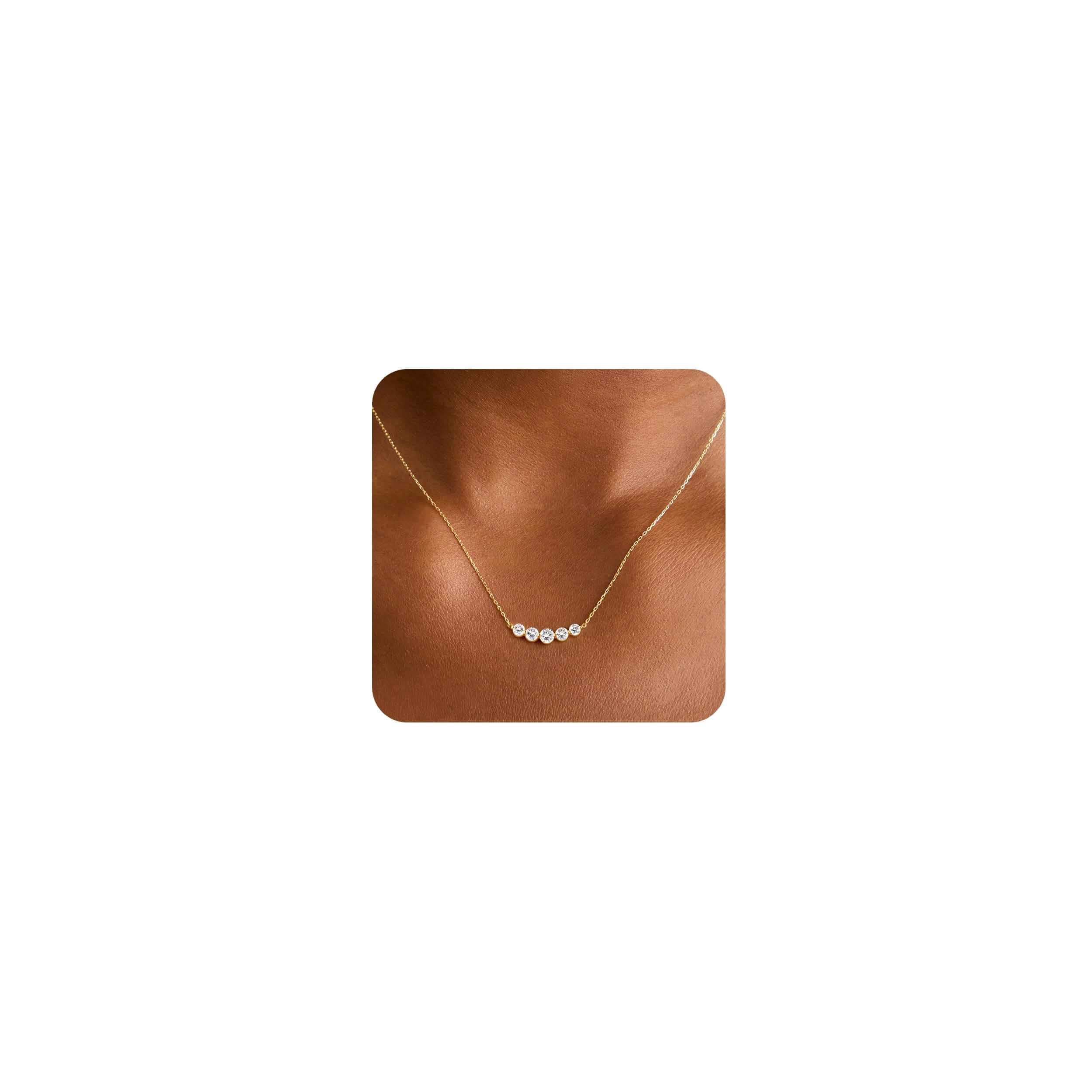 Birthstone Gold Pendant Necklaces for Women Trendy Dainty Gold Necklace 14K Gold Plated Charm Choker Necklace Stack Non Tarnish Best Friend Layered Necklace Chain Jewelry Birthday Gifts for Women