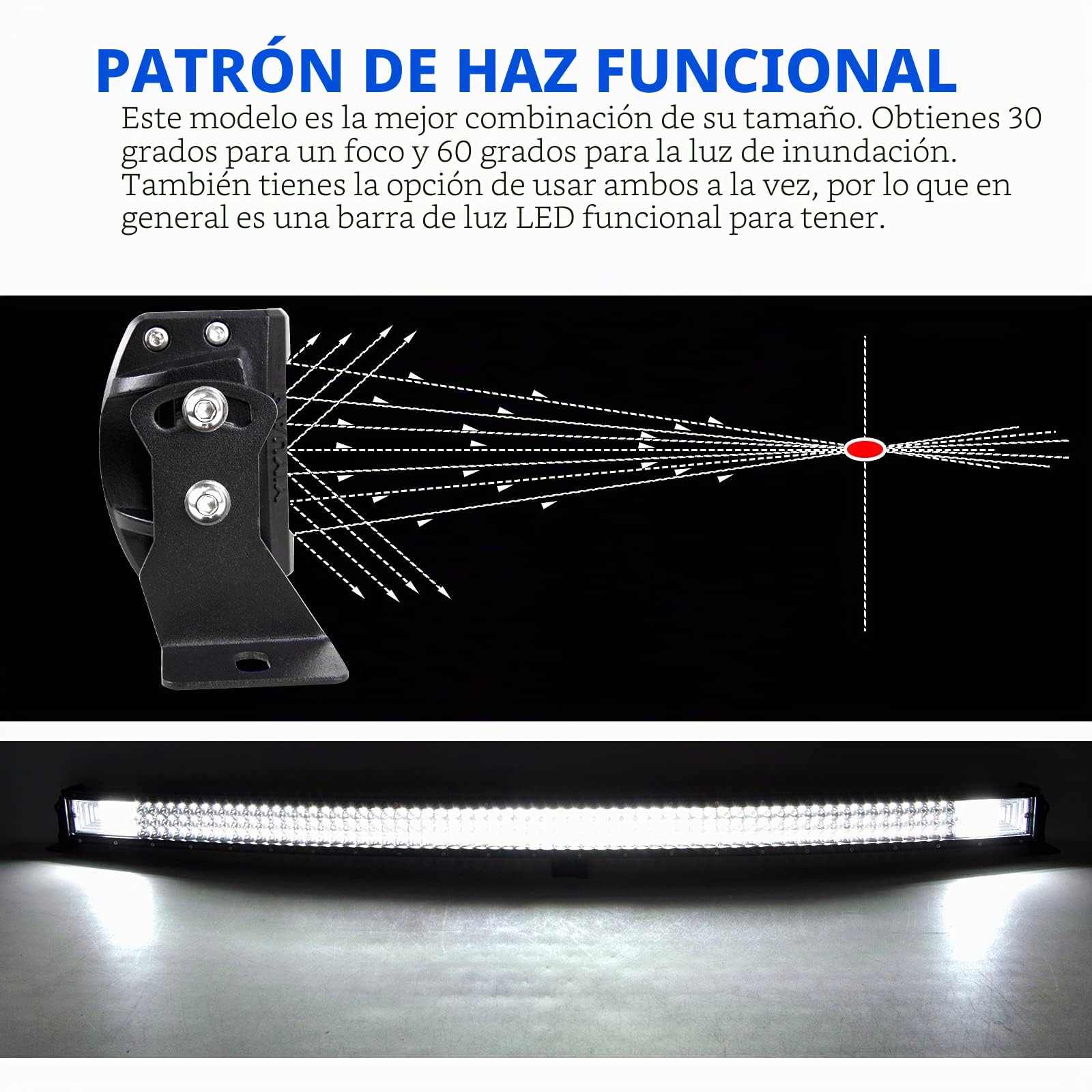 AUXTINGS Barra de luz LED curvada de 52 pulgadas 675W haz de inundación lente de triple fila luces de buceo con kit de arnés de cableado para todoterreno ATV AWD SUV 4WD 4x4, conector DT de 12V 24V