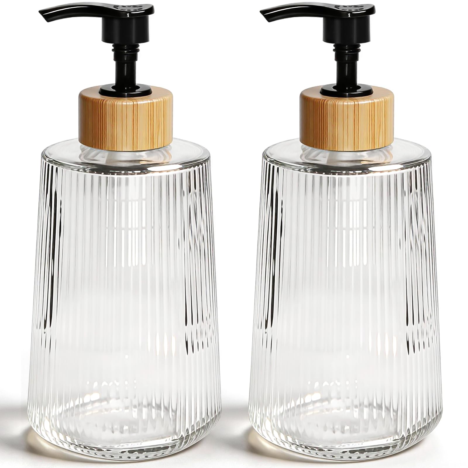 Dispenser di sapone in vetro, dispenser di sapone per le mani in vetro ispessito per bagno, cucina, bottiglie di liquido per lavare i piatti, bottiglie di shampoo e balsamo, stile moderno in stile