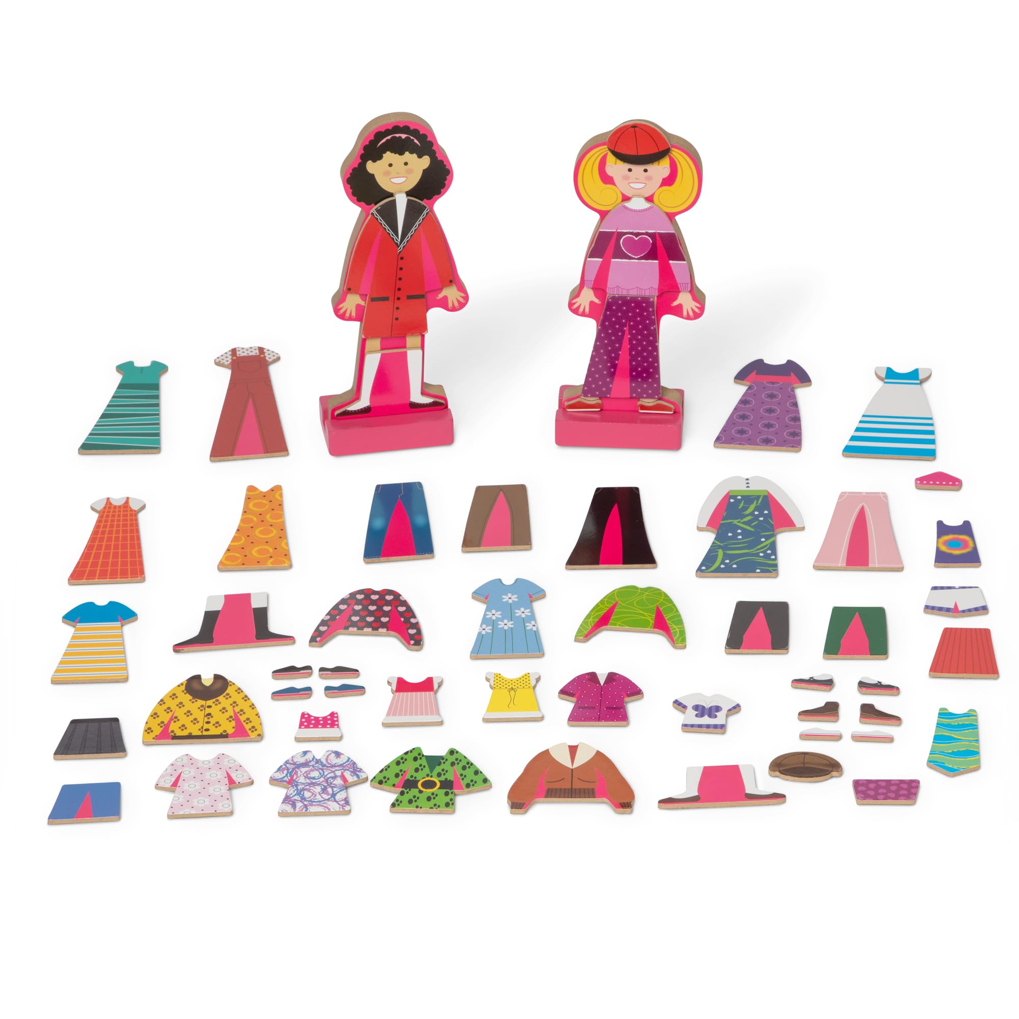 Melissa & Doug - Magnetische Anziehpuppen aus Holz - mit mehr als 60 Teilen für kreativen Ankleidespaß, Fördert Fantasie und Motorik, Für Kinder ab 3 Jahren