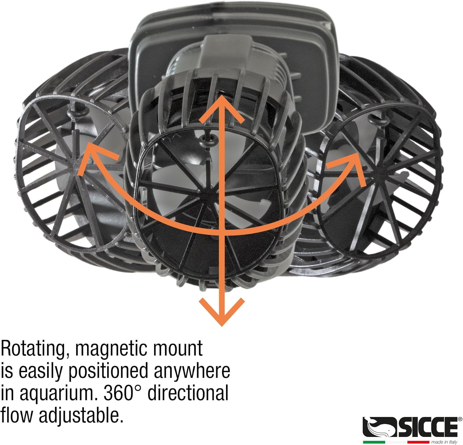 Compact Black Stainless Steel Aquarium Wave Pump