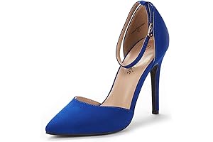 Women's Royal Blue High Heel Shoes with Ankle Strap and Pointed Toe
