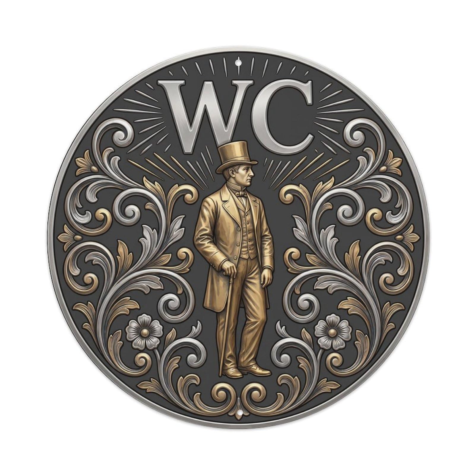 Odgynaw 8X8inch(20X20cm) Victorian Wc Gentleman Fullbody Metal Tin Sign