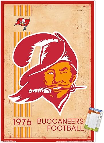 Miniatura 17 de Trends International NFL Tampa Bay Buccaneers - Póster de pared con logotipo retro 14, 14.725 x 22.375 pulgadas, versión prémium sin marco Versión