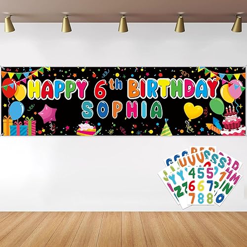 Personalized Birthday Banner For Party, Name And Ages DIY Banner Includes Alphabet And Numbers Stickers For Custom Party Banner Indoor Outdoor Party Supply