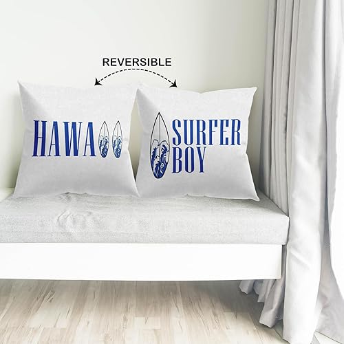 Miniatura 2 de Groovy Hawaii - Funda de almohada de 18 x 18 pulgadas, para niña surfista con tabla de surf, verano, playa, playa, playa, palmera, para decoración