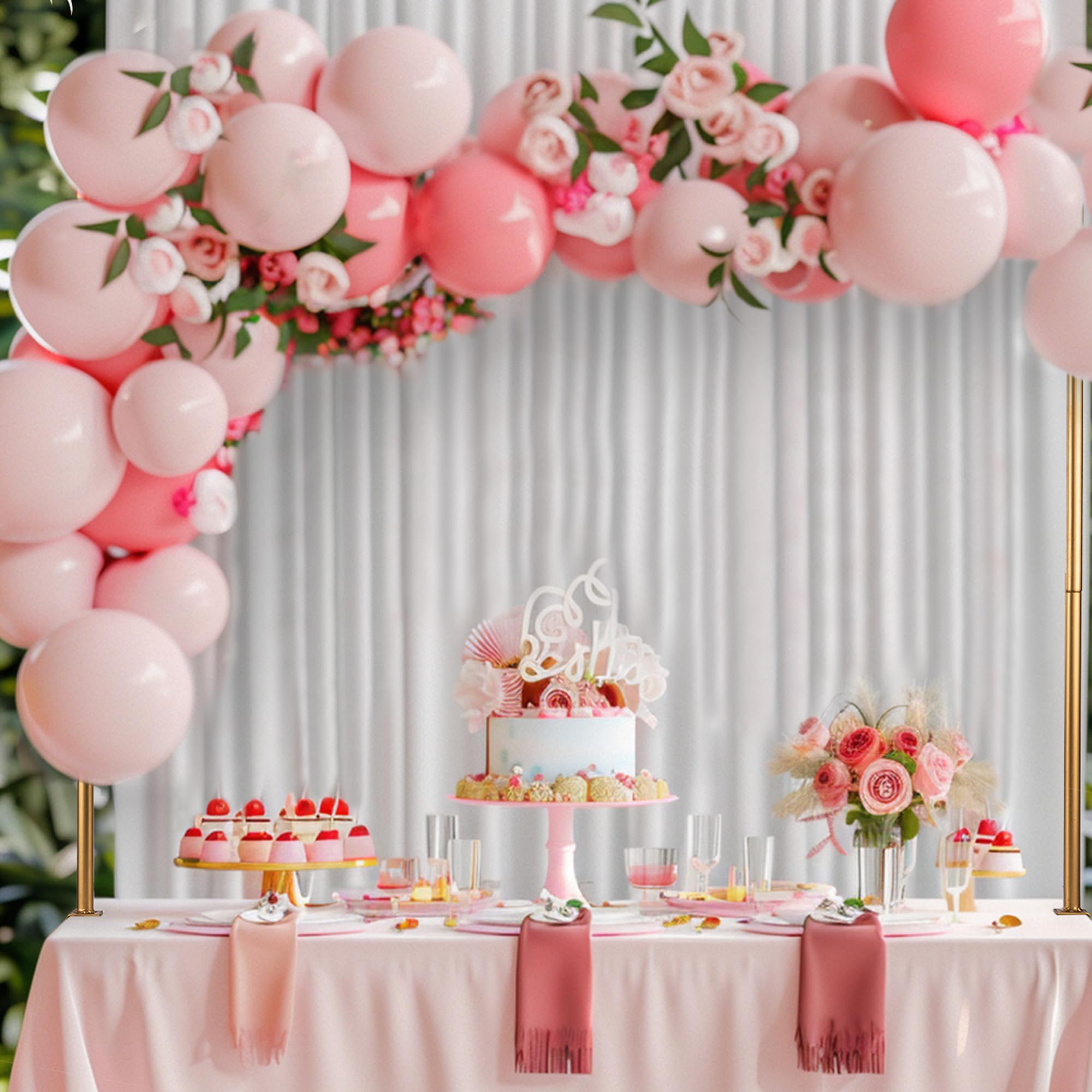 Support de table décoratif - 114 à 320 cm - Arche de table réglable avec pinces - En métal - Pour anniversaire, mariage, fête, décoration d' anniversaire - Doré - Longueur : 320 cm