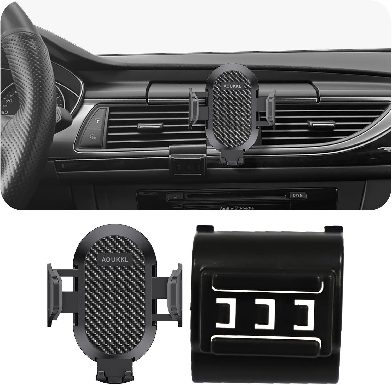 Car Phone Holder Fits for Audi A6 S6 A7 S7 2012-2018 Allroad Accessories,Thick Cases Friendly,Cell Phone Mount for 4.7-7 in Phones,360 Degree Rotation,Easy to Install