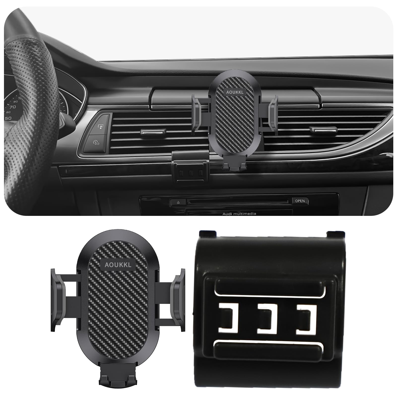 AOUKKL Car Phone Holder Fits for Audi A6 S6 A7 S7 2012-2018 Allroad Accessories,Thick Cases Friendly,Cell Phone Mount for 4.7-7 in Phones,360 Degree