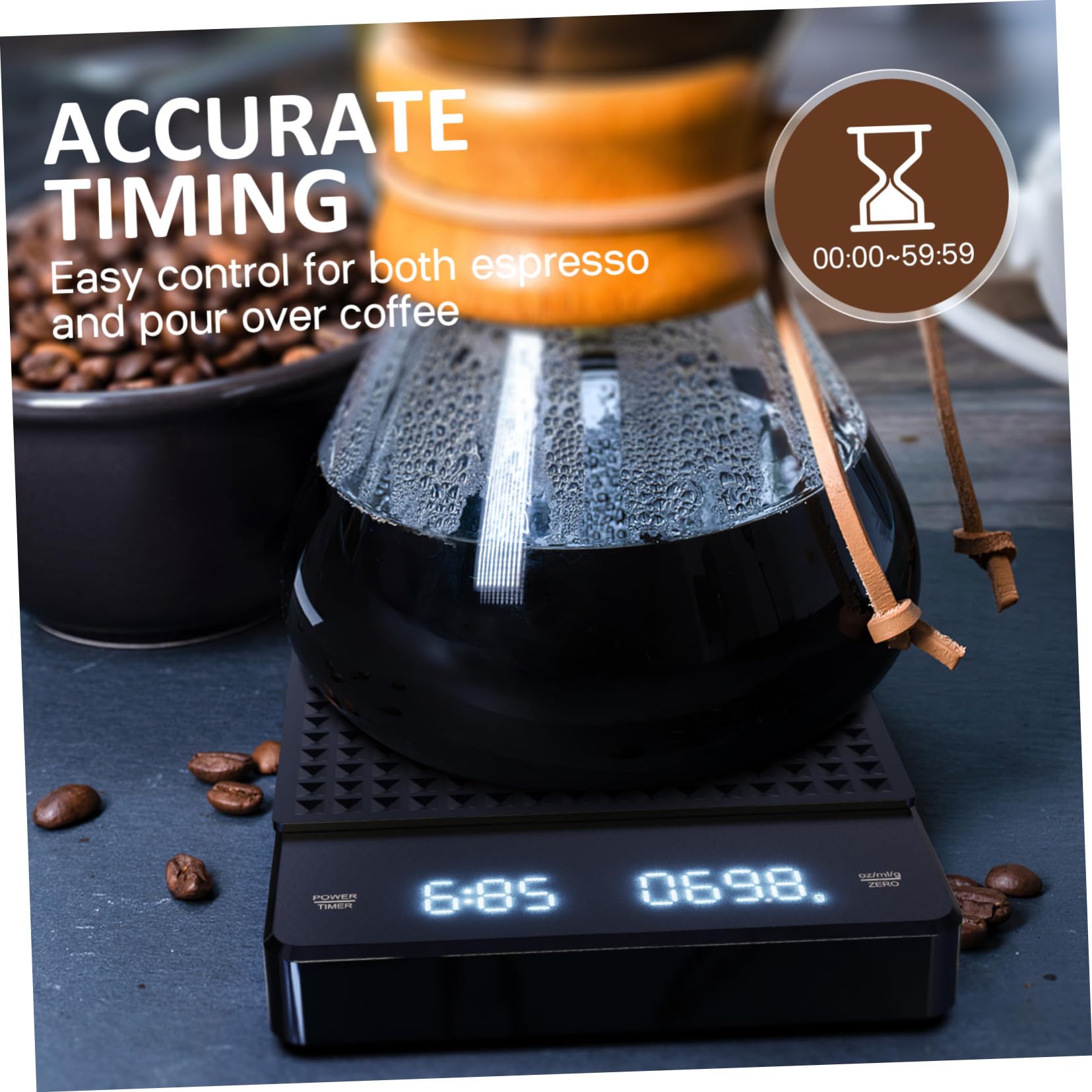 IMIKEYA Báscula Electrónica de Cocina Material Abs Alta Precisión 5kg/0,1g con Temporizador Adecuado para Preparar Café y Uso en Cocina