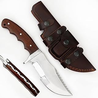 Handmade D2 Tracker Knife with Horizontal Carry Sheath Bushcraft Hunting Fixed Balde Knife Tactical Full Tang-Aluminium Finger Guard Knife For Men. - GOLDEN KNIVES