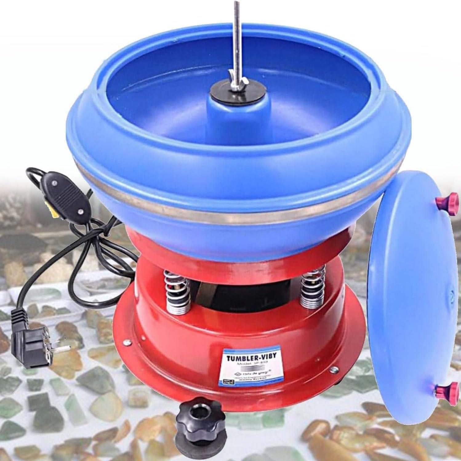 Zhlingq Blue 8/12/17 Inch Jewelry Vibratory Tumbler Polisher, Tumbling Polishing Machine, Electric Vibrating Tumbler Vibratory Rock Tumbler Bowl Tumbling Polishing Machine For Grinding Jewelry Facade,3.5L/0.92Gal