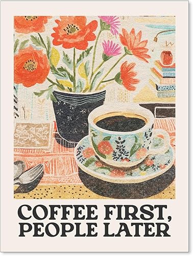 MWZUPQ Póster moderno de café expreso, impresión en lienzo estético floral vintage para decoración de cocina y bar, People Later - 12 x 16 pulgadas