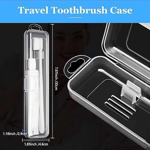 Miniatura 2 de Patelai Paquete de 2 fundas para cepillos de dientes de tamaño de viaje, contenedor de almacenamiento portátil transparente para cepillos de dientes