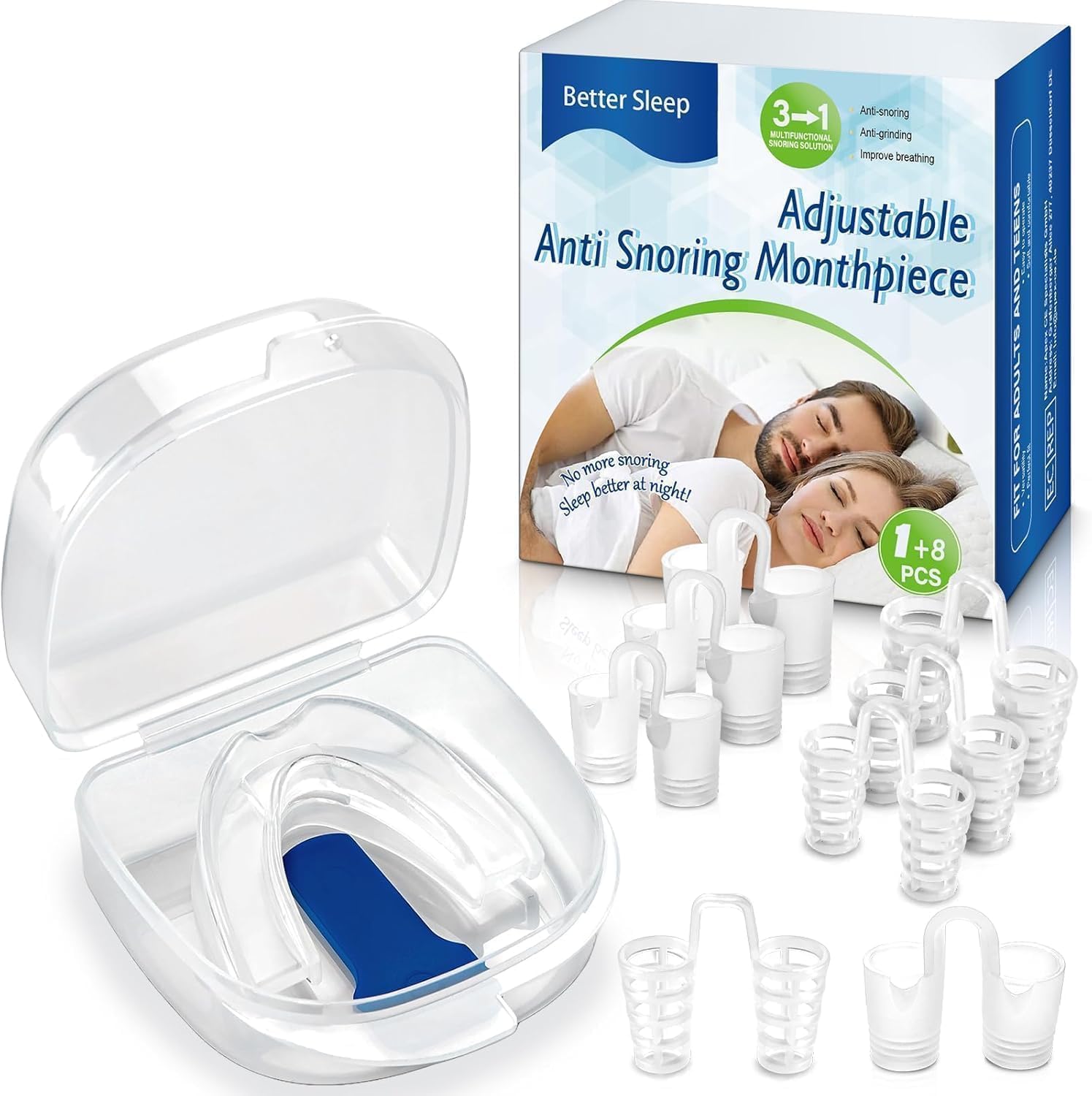 Schnarchstopper,Einstellbar Anti Snoring Schnarchschiene mit 2 Stile 8 Größen Nasenspreizer gegen Schnarchen,Wiederverwendbares Anti Schnarch Schiene für Herren und Damen