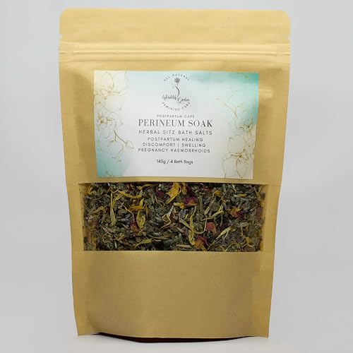 Perineum Soak Herbal Sitz Bath Salts, with Witch Hazel, Magnesium Sulfate, Calendula, Lavender and Rose Petals, for Postpartum Perineal Care, 145g