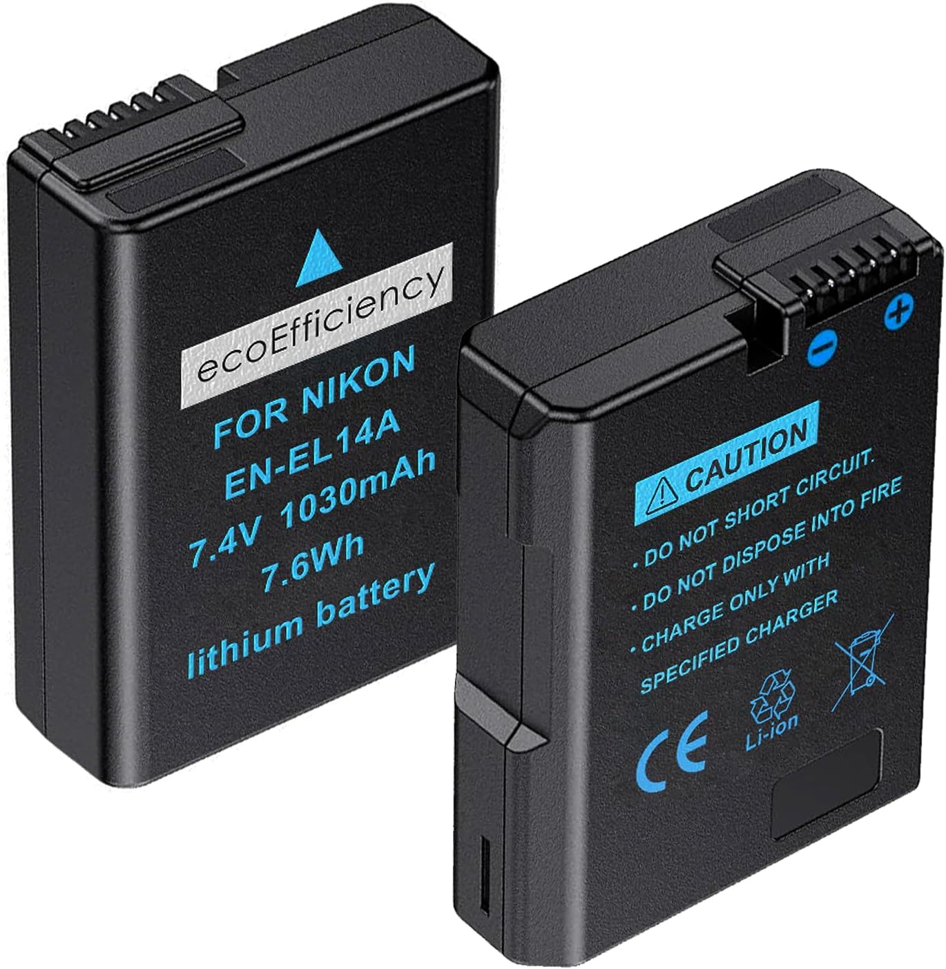 2-Pack of EN-EL14, EN-EL14A Batteries for Nikon D3500, D3100, D3200, D3300, D3400, D5100, D5200, D5300, D5500, D5600, DF, Coolpix P7000, P7100, P7700, P7800 DSLR Cameras