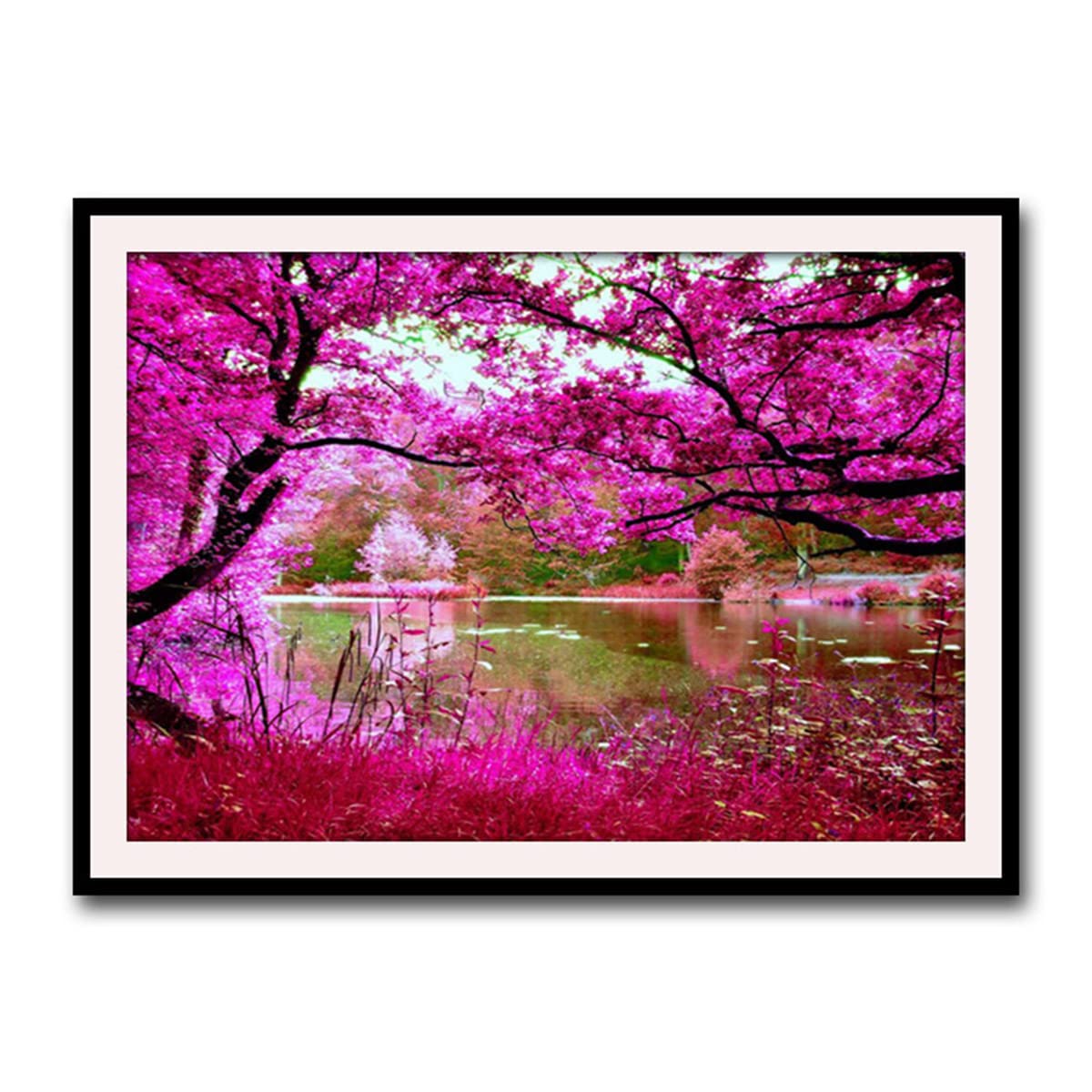 Instarry DIY 5D Diamond Painting Kit Completo Punto de Cruz Diamante Paisaje del Árbol de Sakura Decoración Casa 120x50 cm