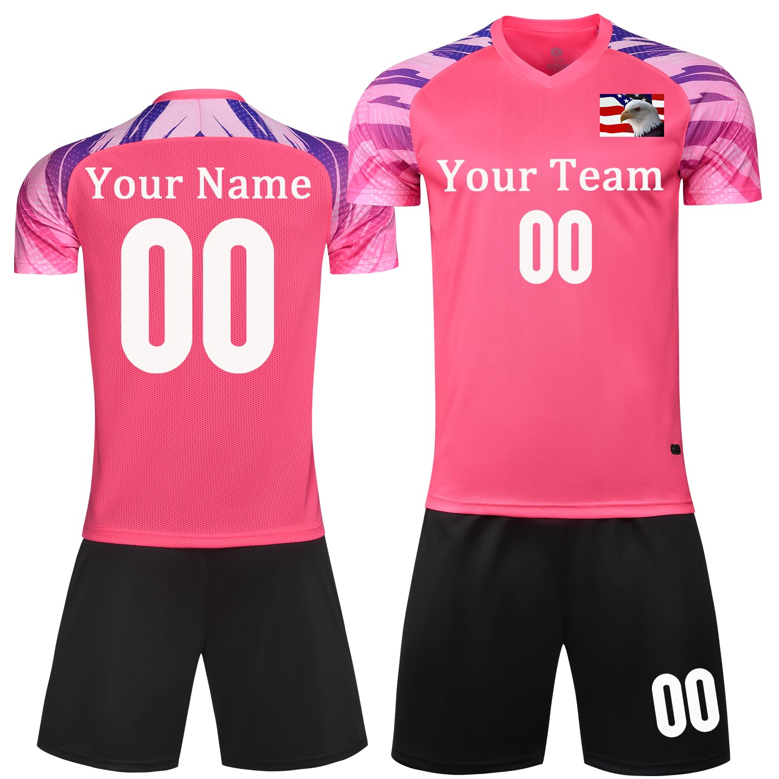 Custom Soccer Jersey for Kids Adult Girls Soccer Uniform Gifts Personalized Name Team Logo Pink