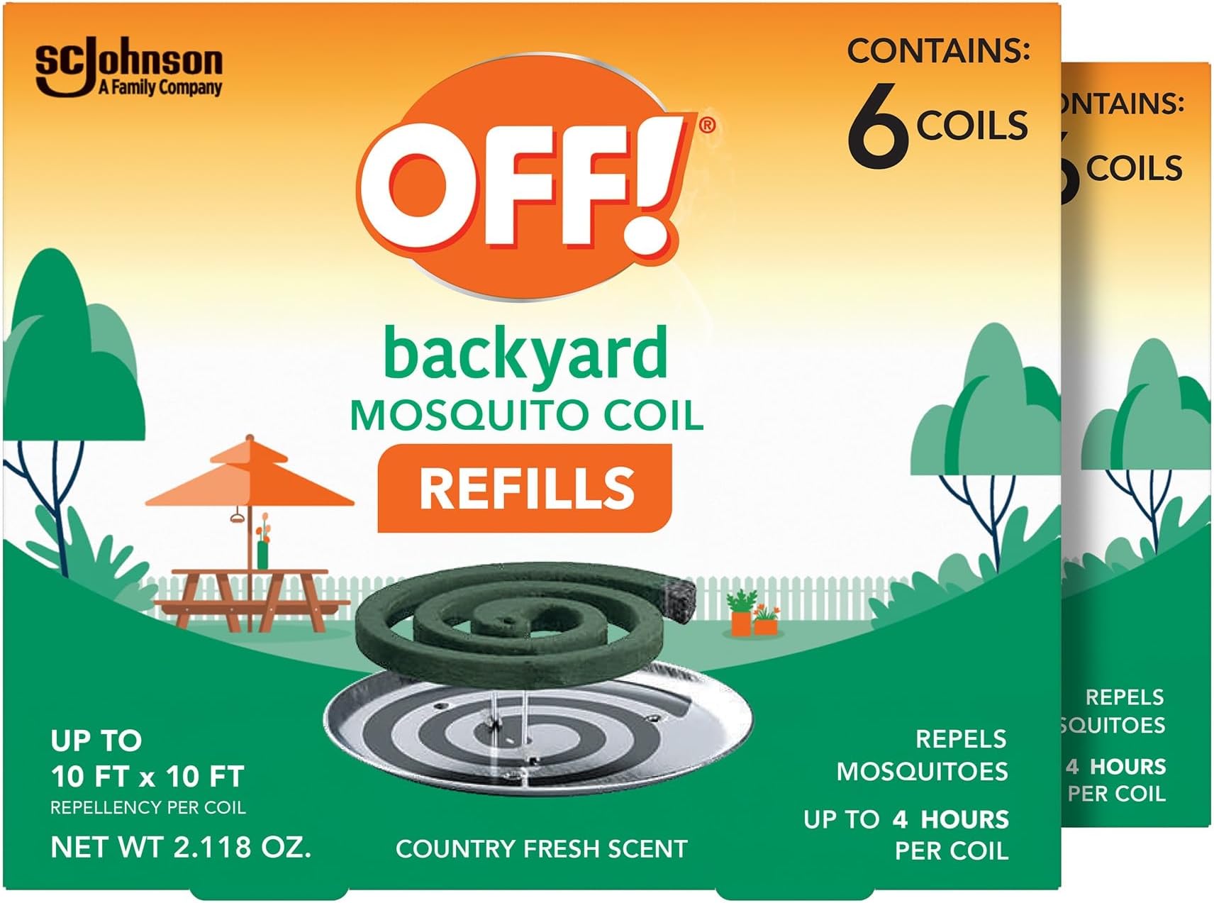 OFF! Backyard Mosquito Coil Refills Repels Mosquitoes for Patio and Deck Outdoor Use Up to 4 Hours per Coil 6 Count (Pack of 2)