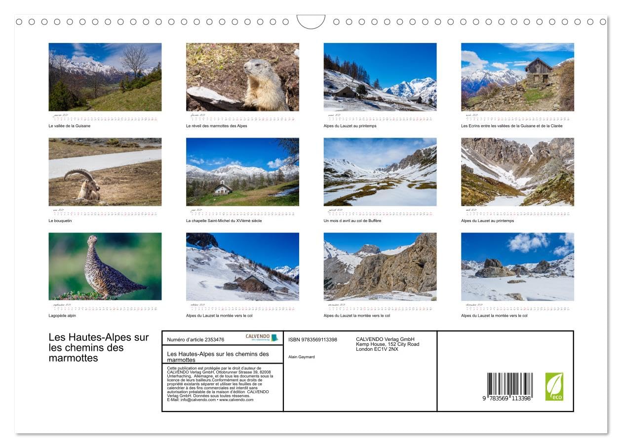 Les Hautes-Alpes sur les chemins des marmottes (Calendrier mural 2027 DIN A3 vertical), CALVENDO calendrier mensuel: A la découverte des chemins des Heutes-Alpes