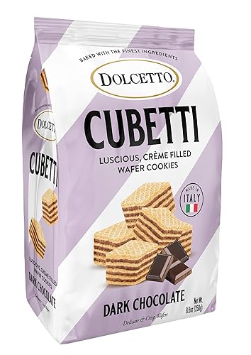 Miniatura 2 de Dolcetto Cubetti - Galletas de oblea crujientes, sabor a chocolate oscuro, 8.8 onzas (paquete de 3), galletas de oblea crujientes rellenas de crema,