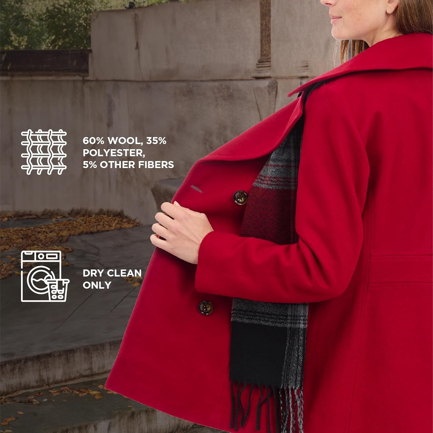 LONDON FOG Women's Plus-Size Double Breasted Peacoat with Scarf - Image 6