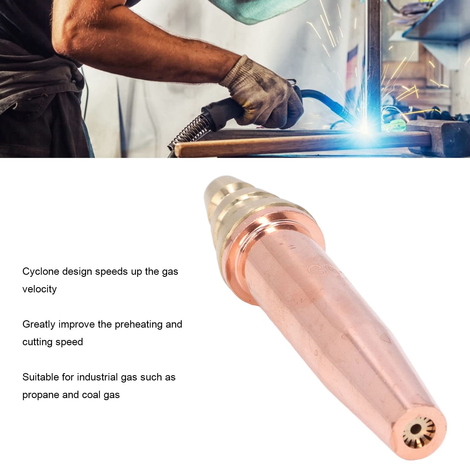 Cutting Torch Tips, 5PCS Copper Split Isobaric Gas Welding Nozzles, Oxygen Cutting Nozzle Gas Welding Tip Machine Torch Consumables(G03-4#)