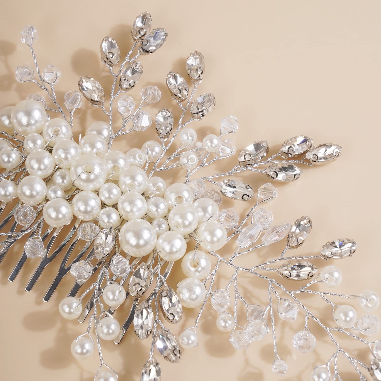 Amazon.com : Xerling Silver Hair Side Comb for Wedding  display picture 1