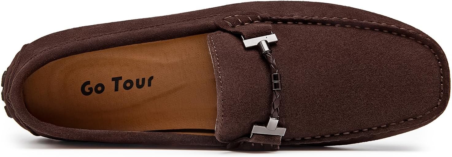 Go Tour Men's Penny Loafers Moccasin Driving Shoes Slip On Flats Boat Shoes - Image 2