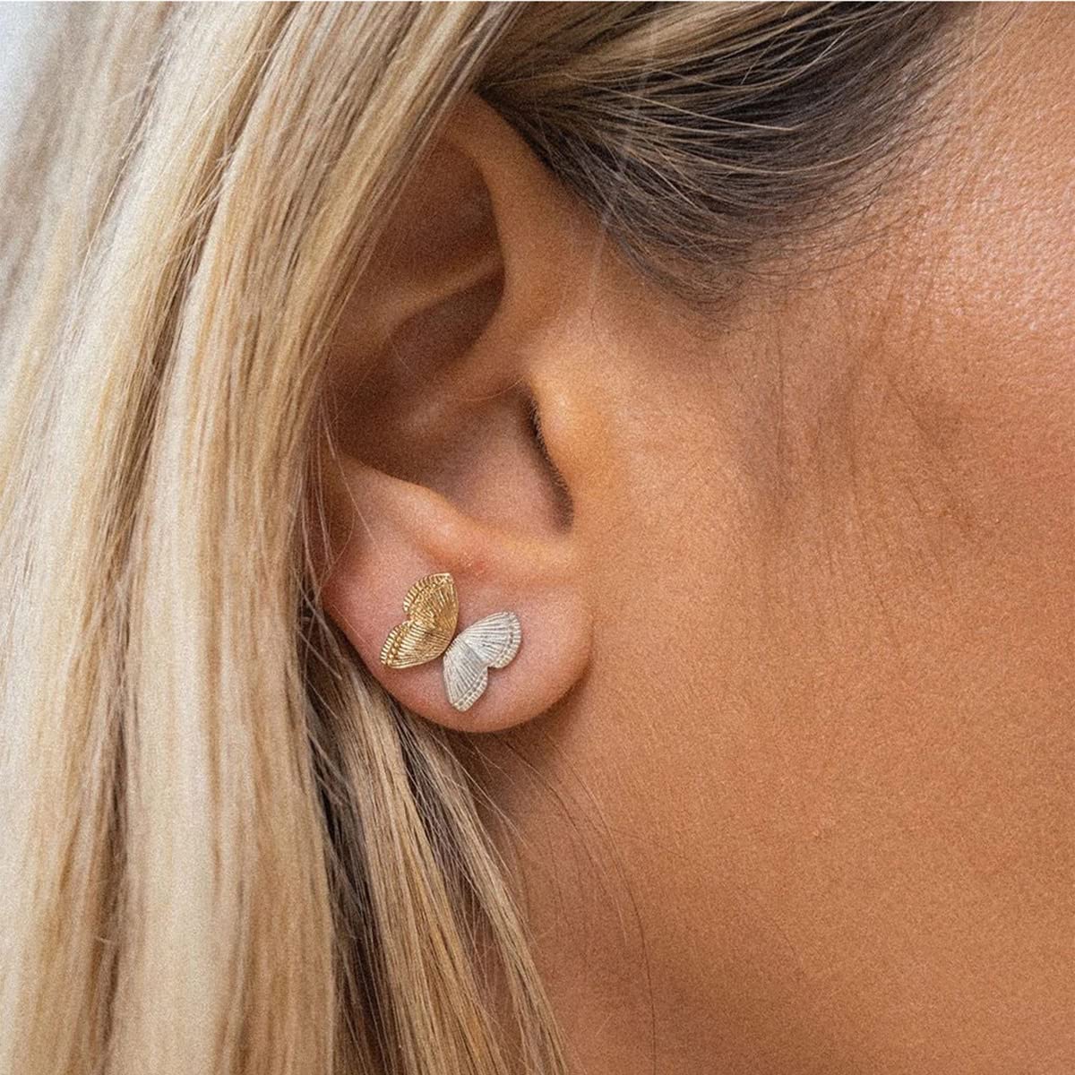 Butterfly Wings Stud Earrings for Women , 14K Gold Plated Butterfly Earrings Minimalist Lightweight Butterfly Cartilage Earrings Rose Gold Tiny Butterfly Wings Earrings Dainty Hypoallergenic Ear Jewelry: Silver