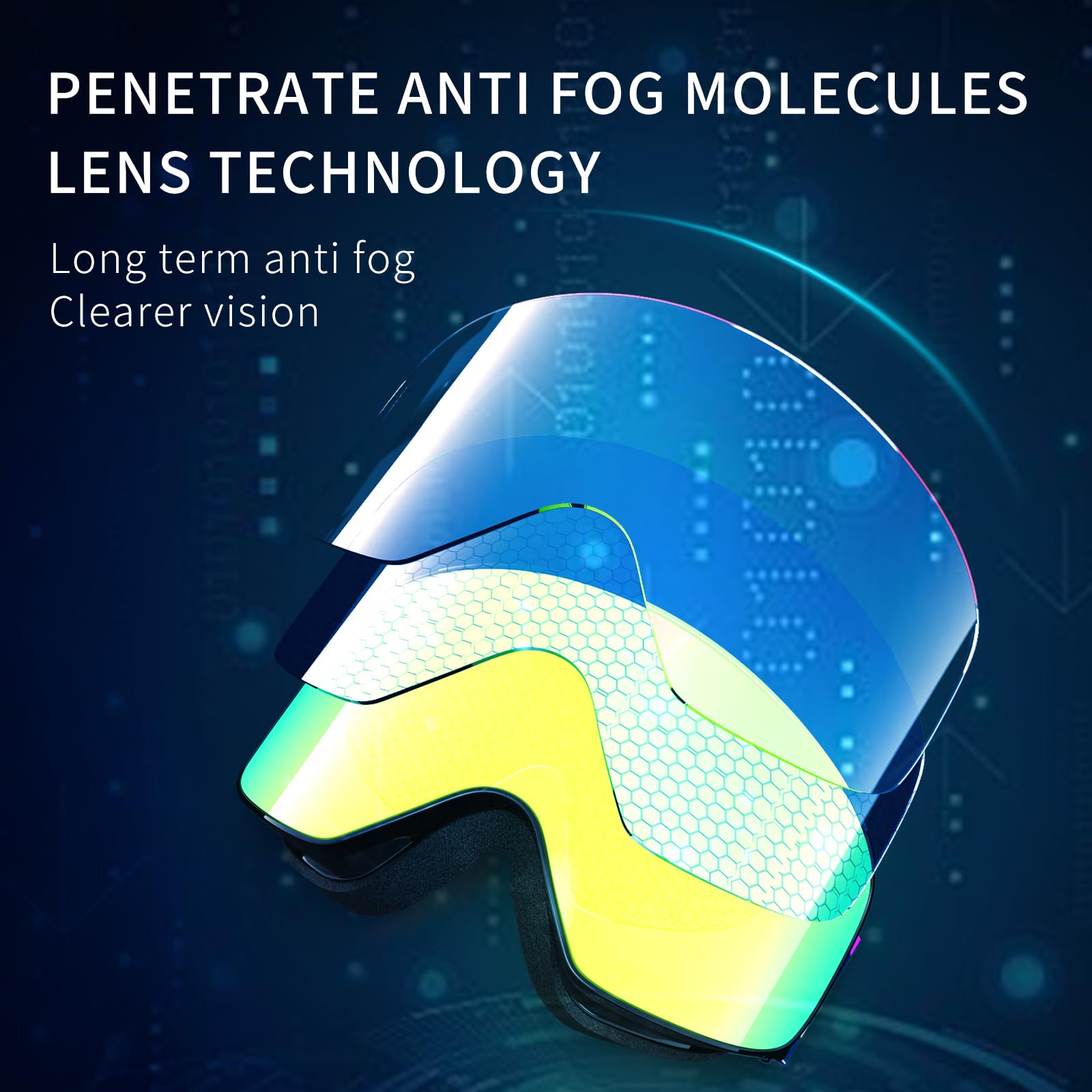 Whale Lunettes de ski OTG anti-buée sans monture pour homme, femme et jeune – Protection UV à 100 %