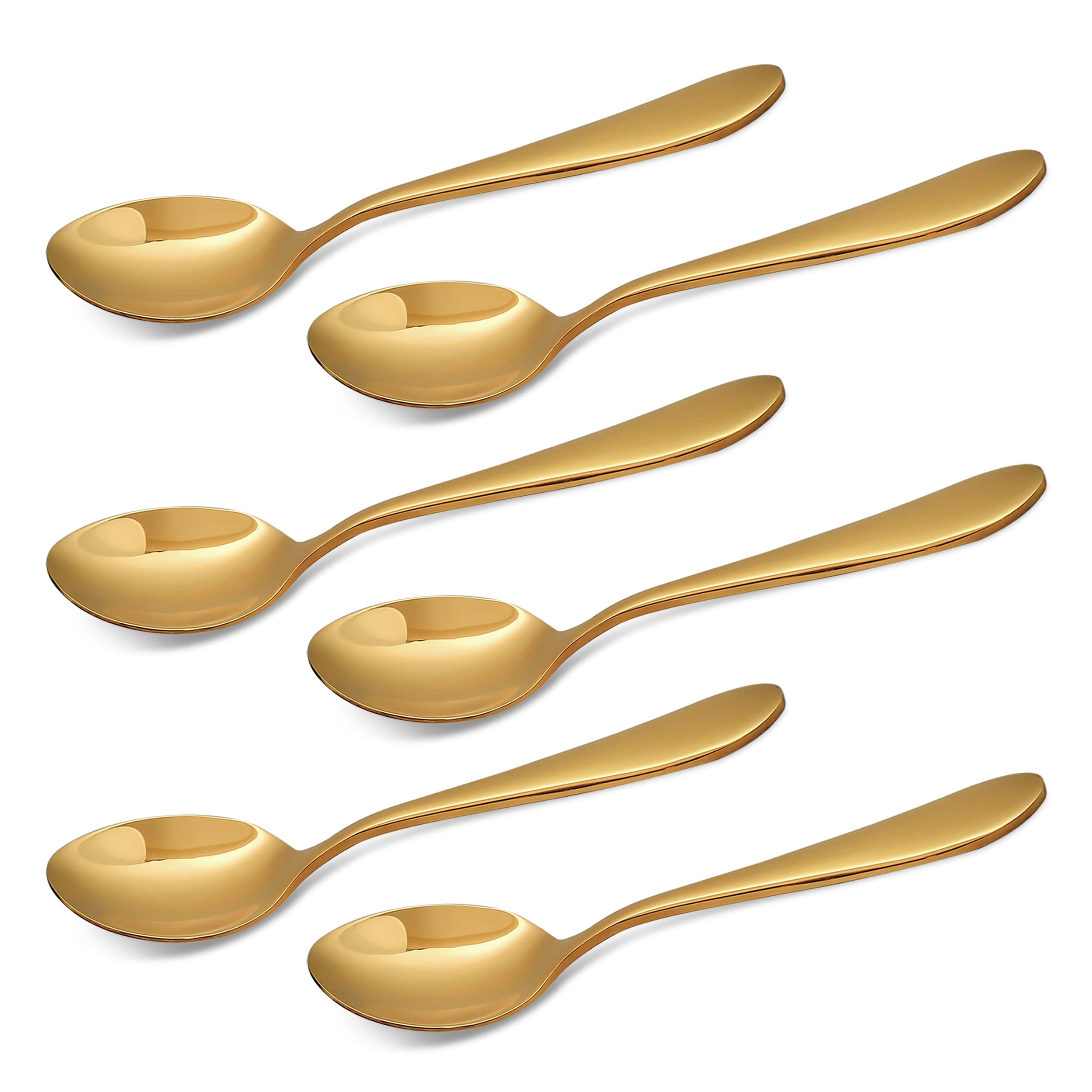 CAMRI Gold Teaspoons Set of 6 – Stainless Steel Tea Spoons, 5.19 inches, Golden Mirror Finishing Teaspoon for Dessert & Coffee, Sturdy, Cutlery Spoon Set for Home & Restaurant (C61-6 Pcs)
