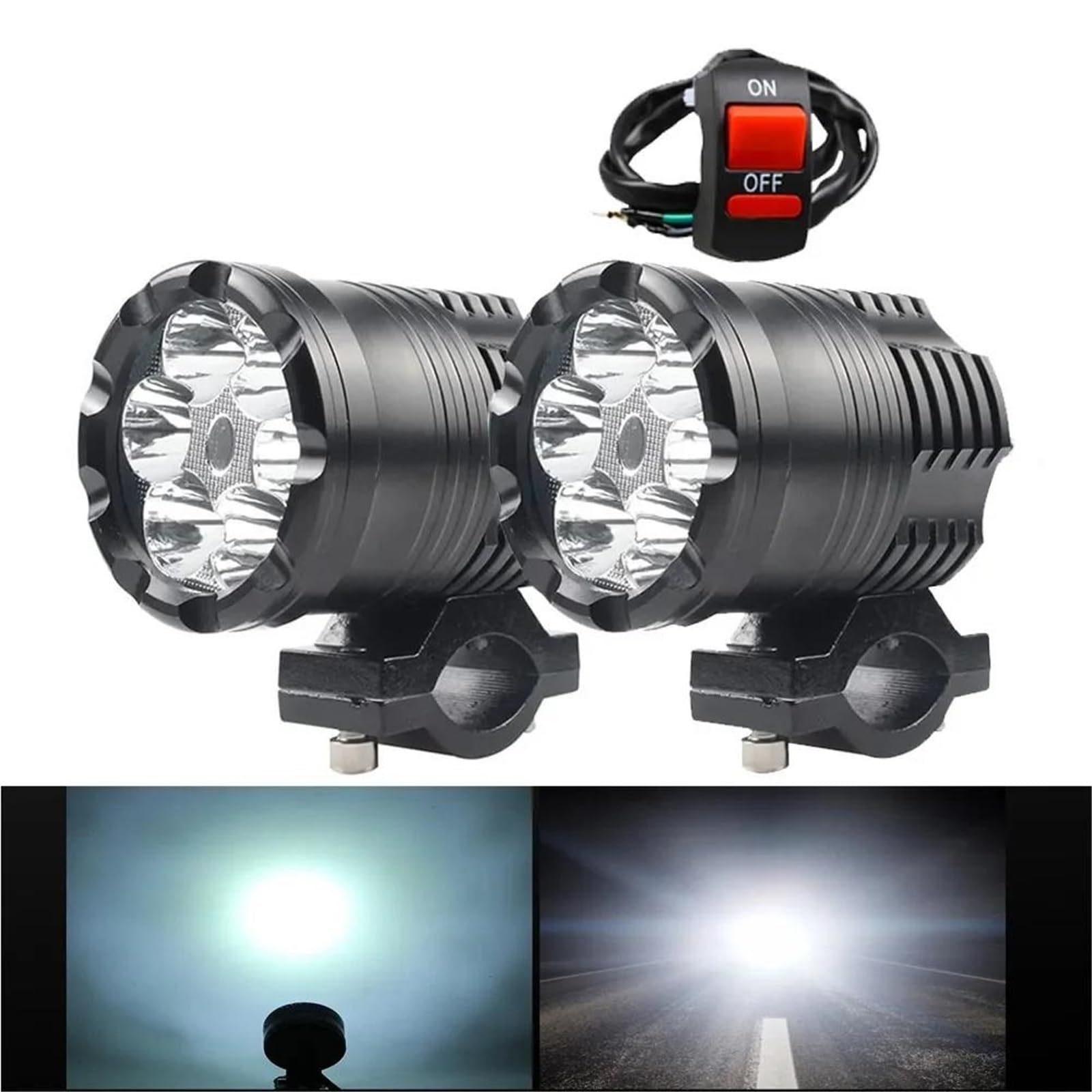Reflektor motocyklowe Dla Uniwersalnego Reflektora LED Motocykla O Mocy 60 W Dodatkowa Pomocnicza Lampa Montażowa Faro(2 pcs 60W)