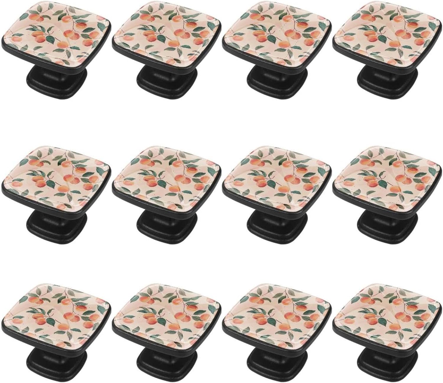 12 Pieces Cute Butterflies Vintage Retro Pattern Glass Knobs for Dresser Drawers, 1.37 x 1.10 in Square Kitchen Cabinet Pulls for Home Office Nursery Kids Room