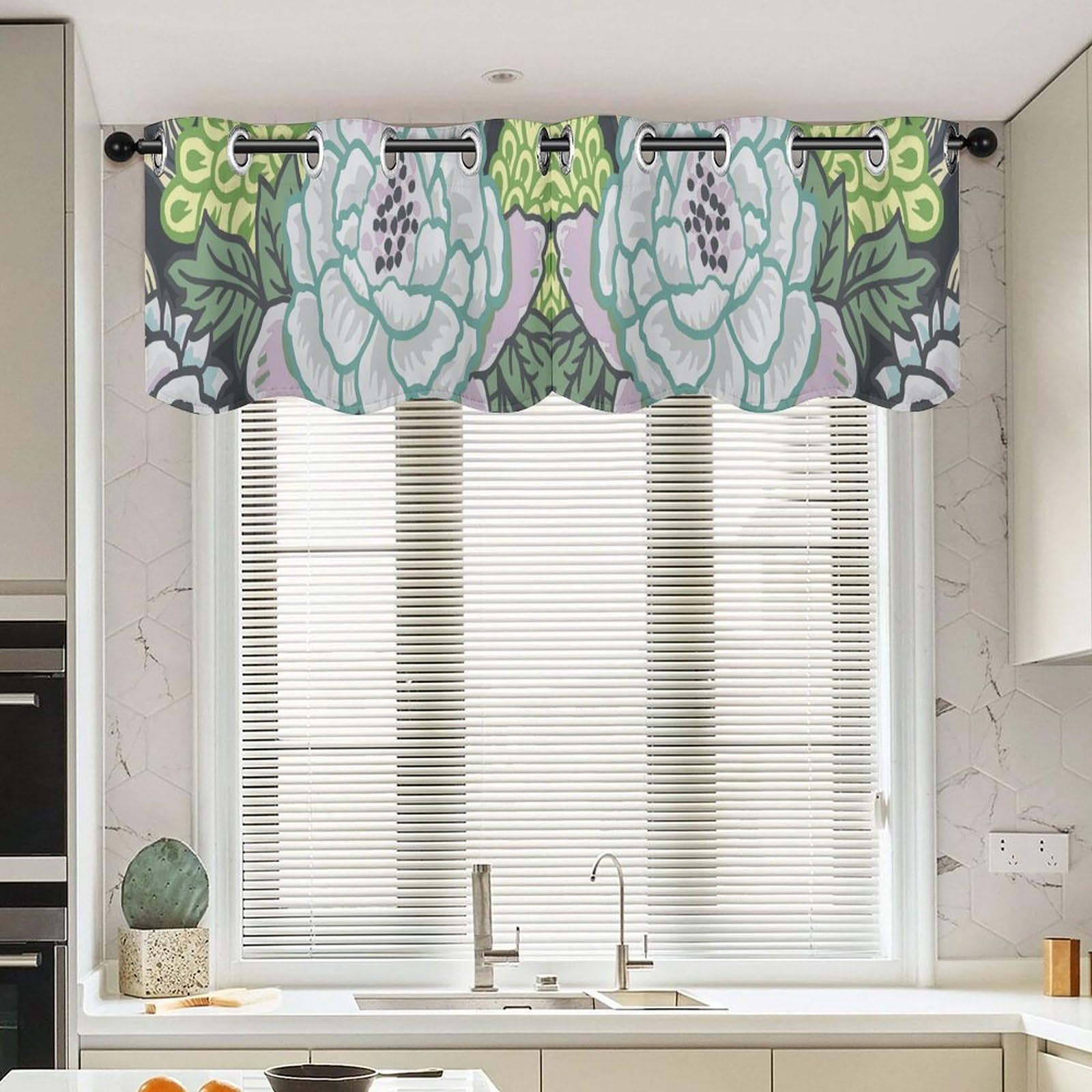 Cortinas de estilo asiático con estampado chinoiserie para ventana
