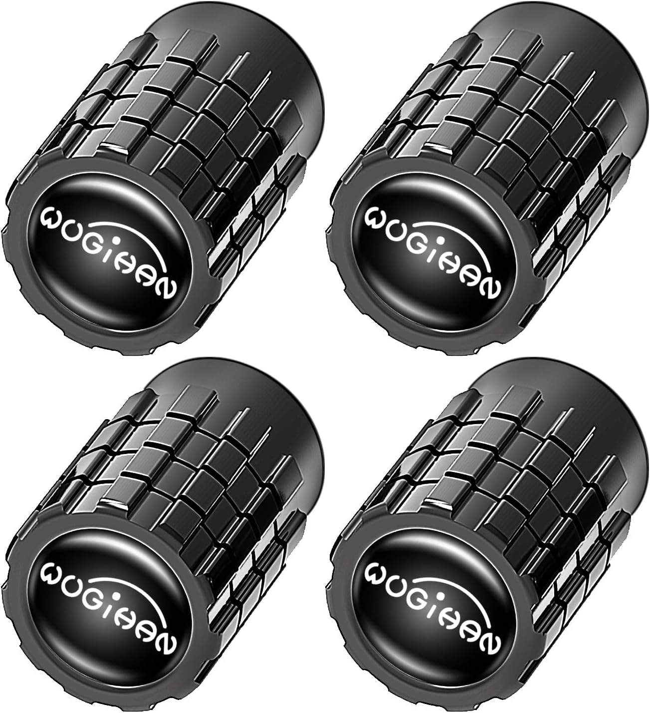 WUGIHAN Tire Valve Stem Caps,Metal Black Tire Cap 4 Pack