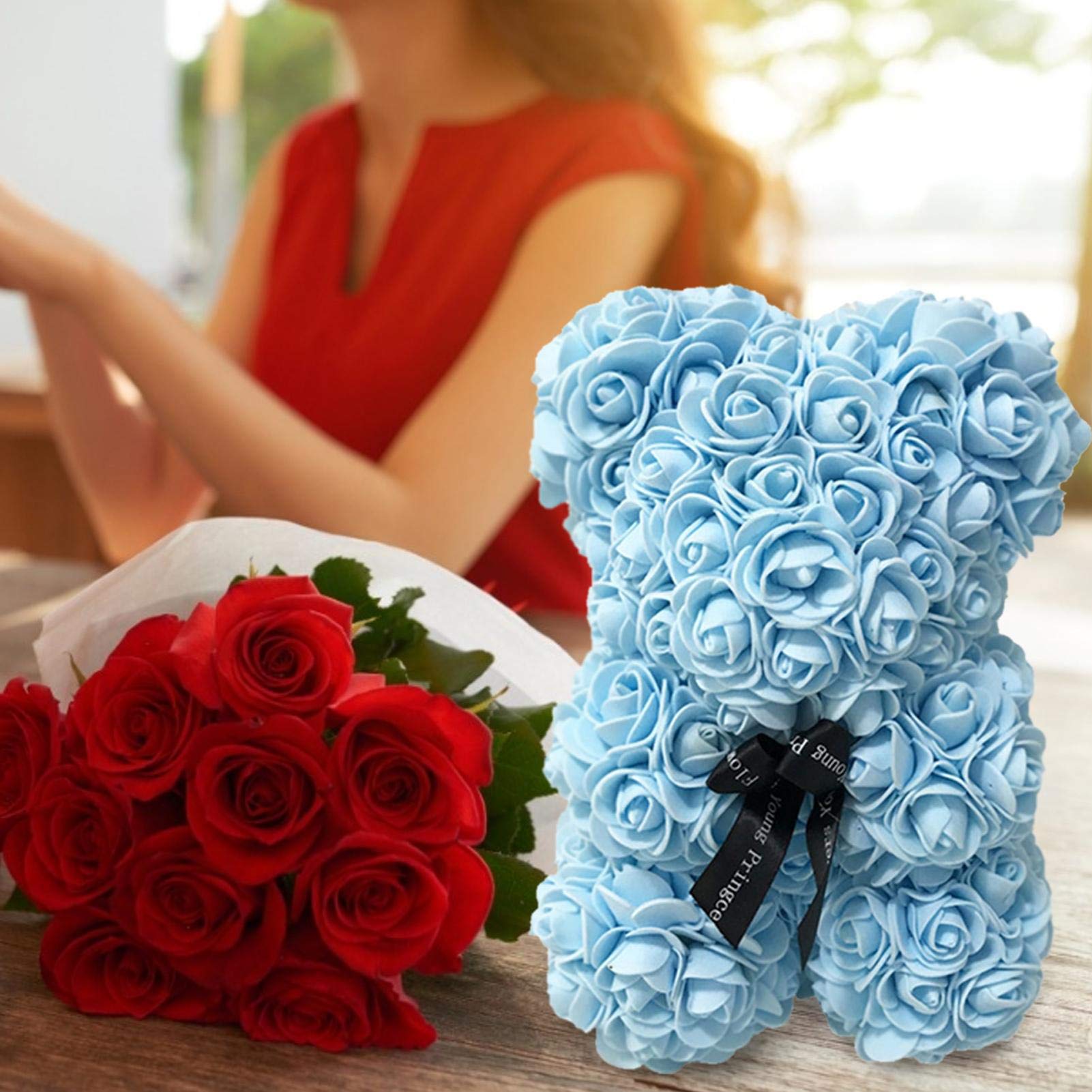 Keptfeet Ours en Fleur Bouquet Stitch Cadeaux Petite Amie Noël Saint Valentin Femmes