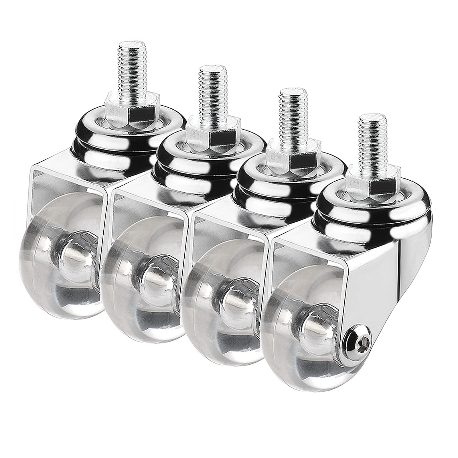 Roulettes pivotantes silencieuses en caoutchouc transparent avec double frein M8/M10