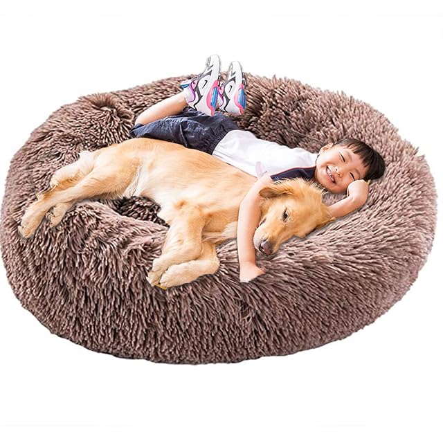 HANHAN Donut - Cama para perro, extra grande, XXL, ortopédico, cojín calmante, mimbre, antiansiedad, xxxl…