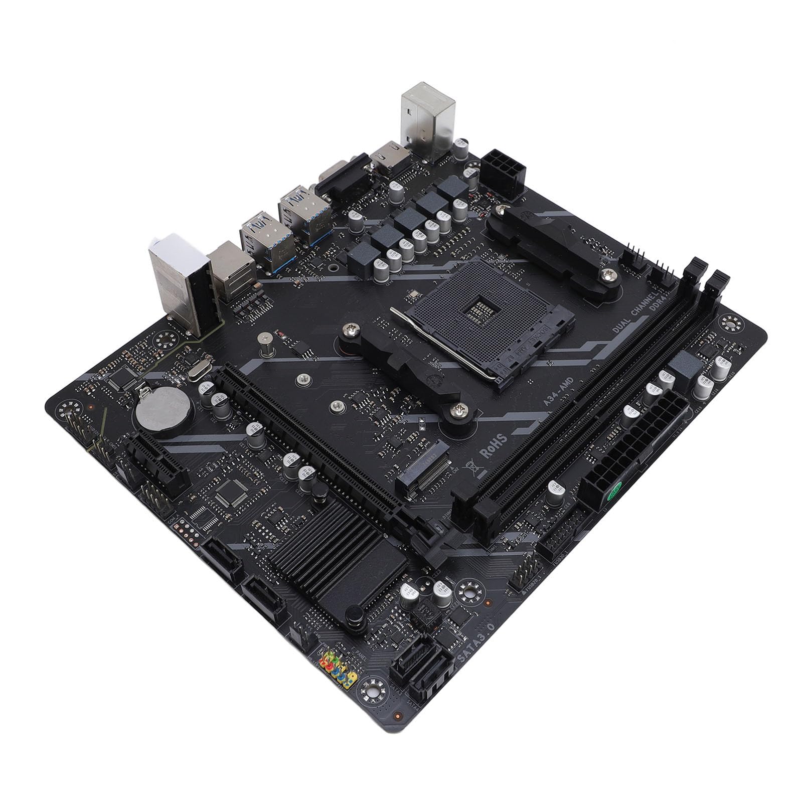 Fabater Scheda Madre B450, Supporta CPU di Prima Quinta Generazione Scheda Madre con Socket AM4 DDR4 da 64 GB a 2 e 5 Fasi, DDR4 con Slot M.2 NVME Gigabit Ethernet, per PC Desktop da Gioco