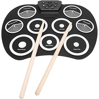 Electronic Drum Set Portable 9 Pads Roll Up Drum Pad Electric Roll Up Drum Practice Pad with Headphone Jack Built-in Speaker Sticks