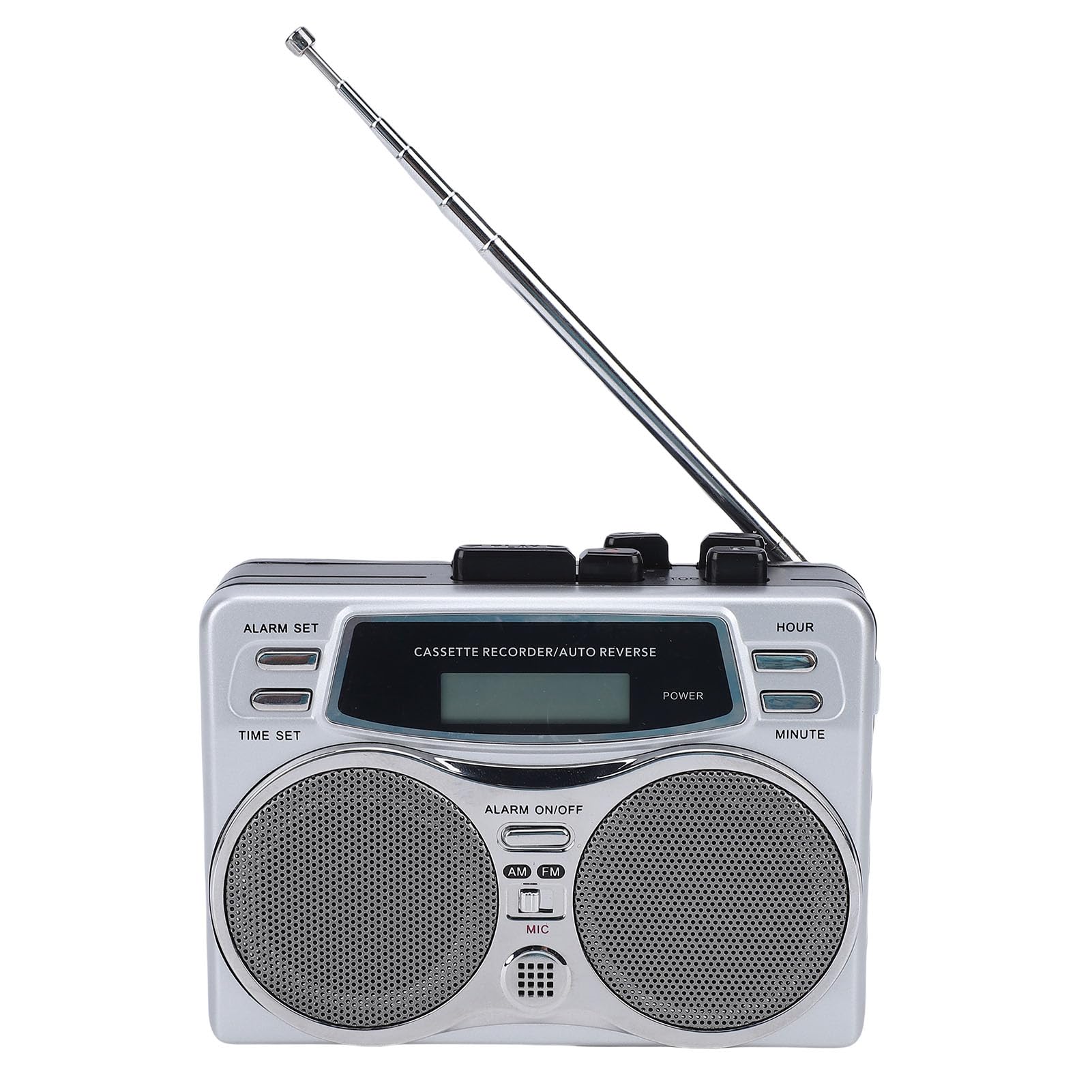 ASHATA Retro Kassettenspieler mit AM FM Radio, Tragbarer Kassettenspieler mit Integriertem Stereolautsprecher und Kopfhöreranschluss, Digitaler Zeitschaltuhr, für zu Hause Im Freien