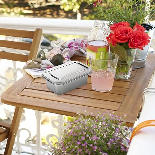 Miniatura 8 de Hemoton Recipientes de almacenamiento de helado reutilizables con tapas de acero inoxidable para guardar alimentos, caja de congelador, tina de