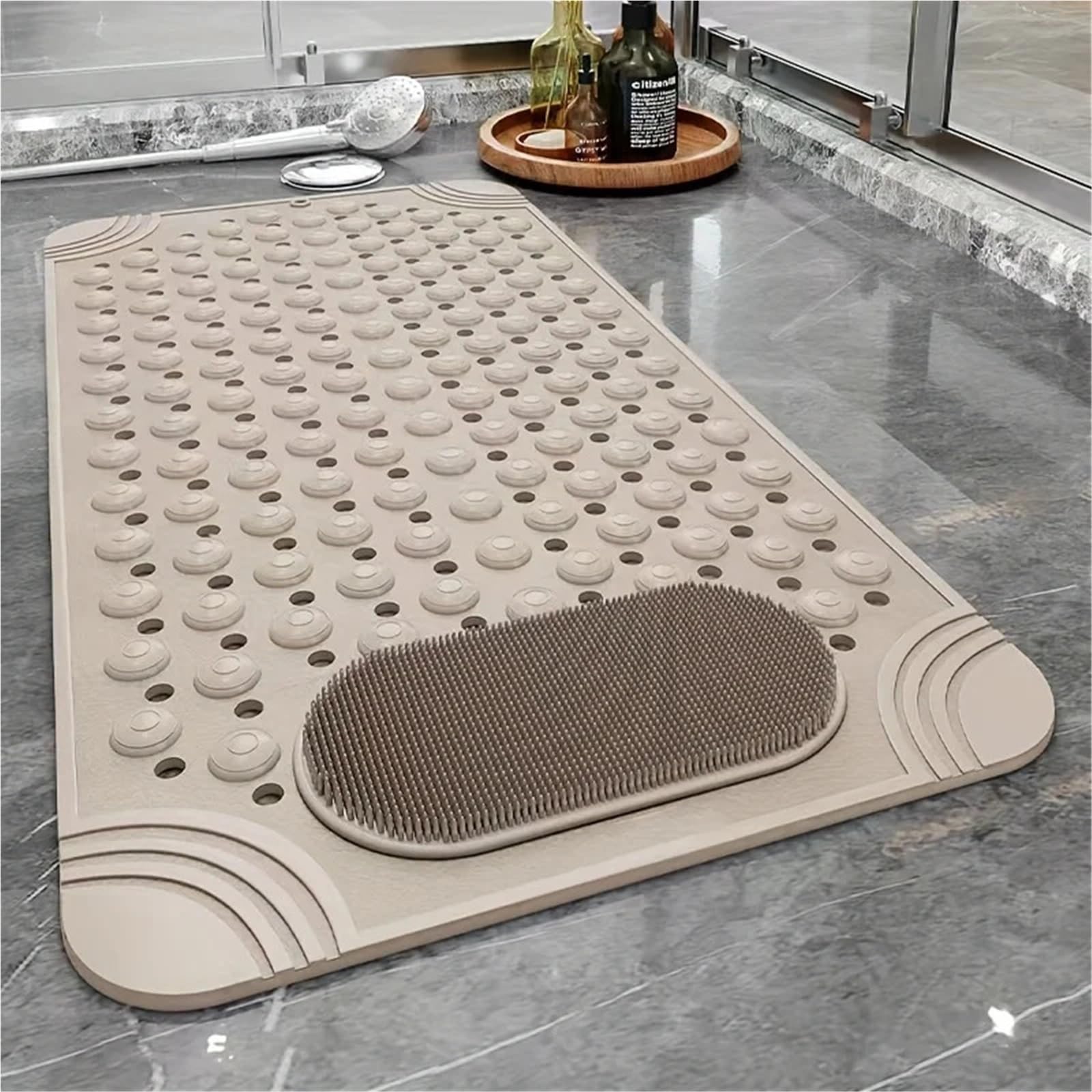 Cuscino In Lattice Tappetino antiscivolo for doccia supportato da una potente ventosa massaggiante in materiale PVC con fondo for il bagno dell'hotel
