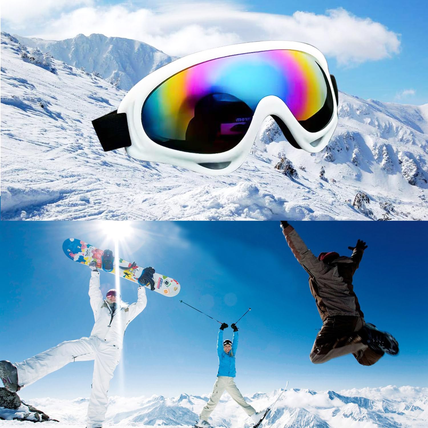 lunettes de ski snowboard anti-UV pour motocross compatibles avec casque anti-buée Lunettes de ski pour ski moto vélo patinage Unisexe