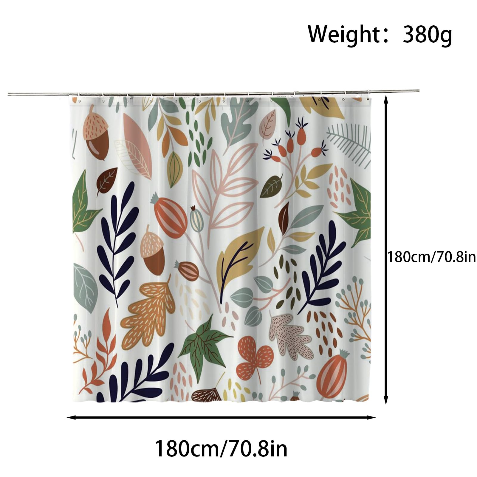 FAIRYGATE Outdoor Shower Curtain Plant Eucalyptus Sage Leaf Flower Bath Curtain Watercolor Botanical Flower Shower Curtains Waterproof Bathtub Curtain B8114 - Image 2
